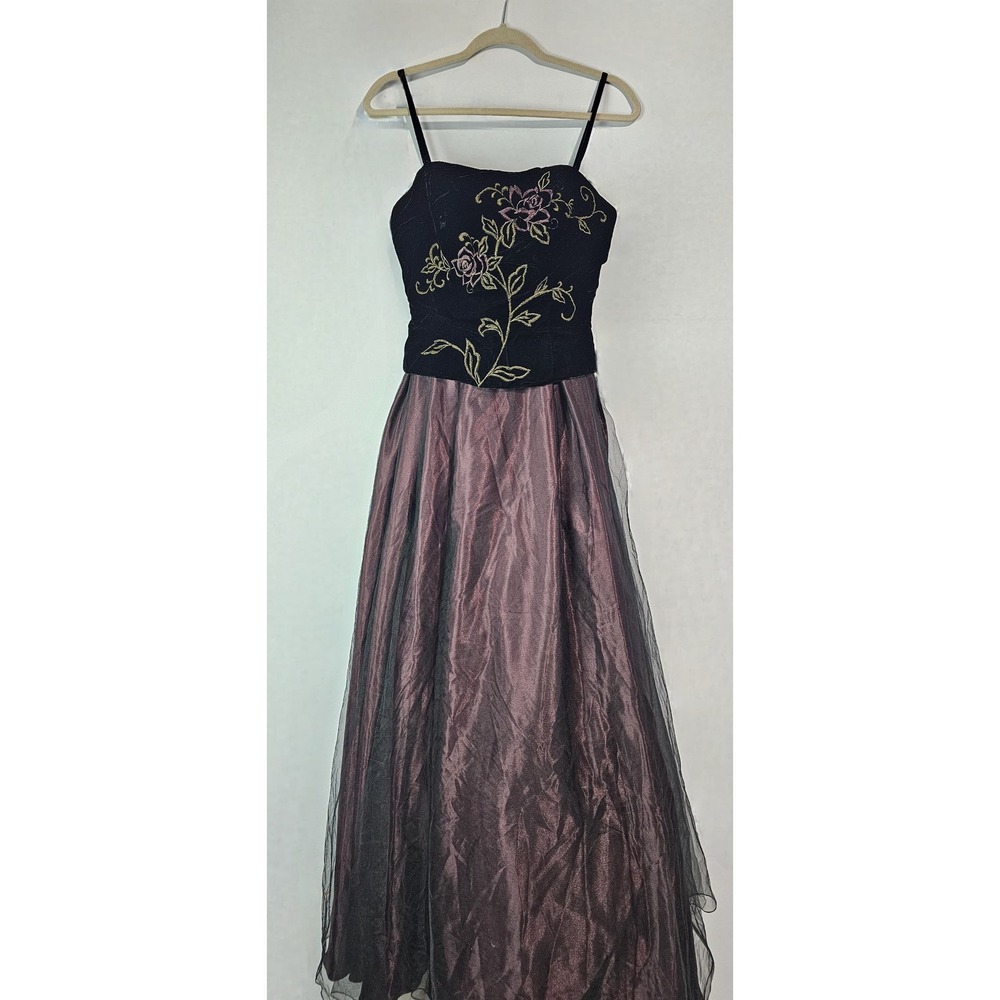 Montage‎ Collection by Mon Cheri Blck Velvet Floral Prom/Formal Gown Sz8